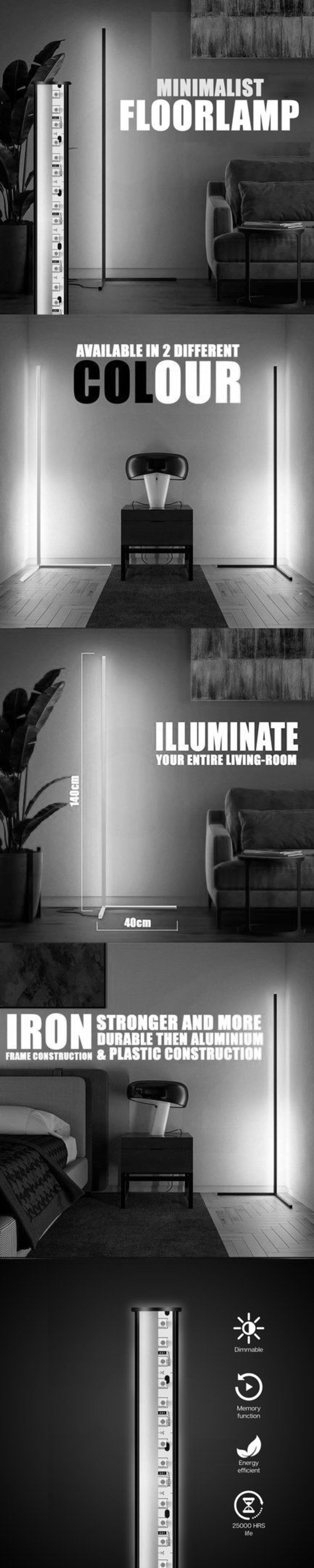 Minimalist floor lamp Dimming+Remote led corner standing lamp led floor